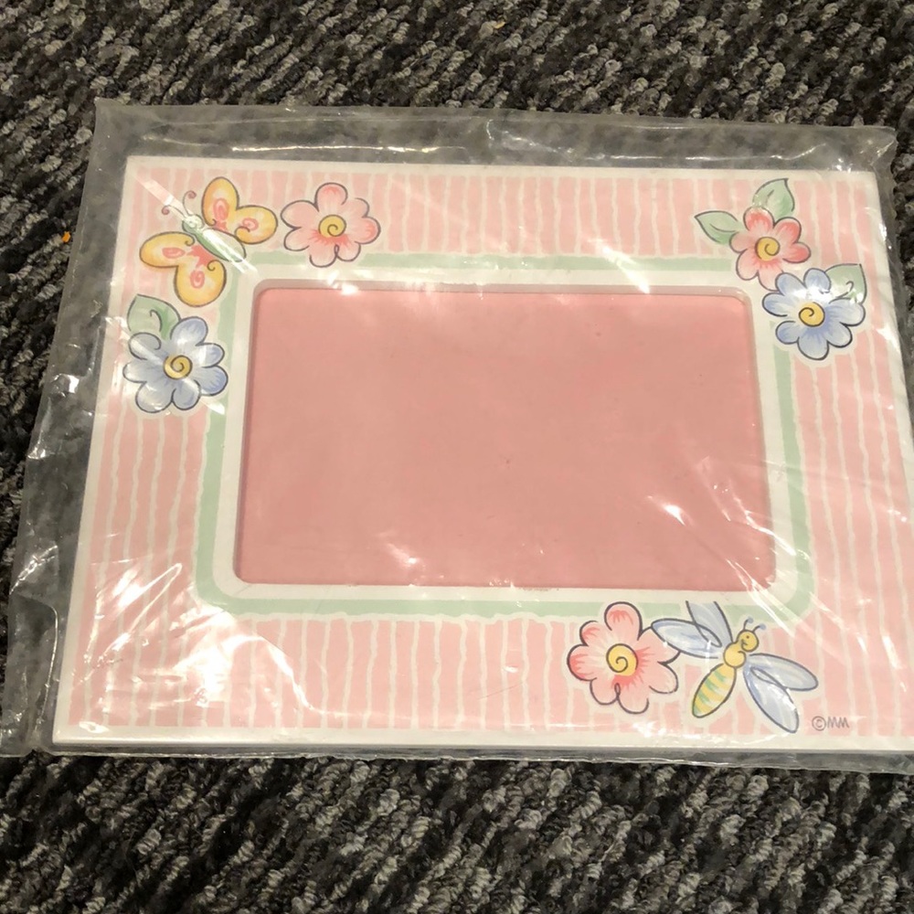 Girls 4x6 frame. Pink with flowers and butterflies